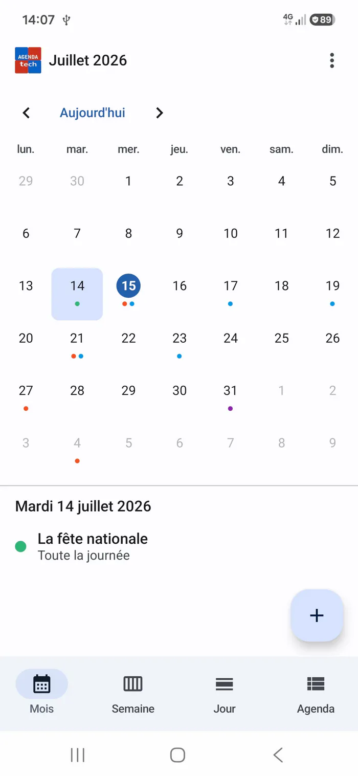 Agenda Tech — Month view