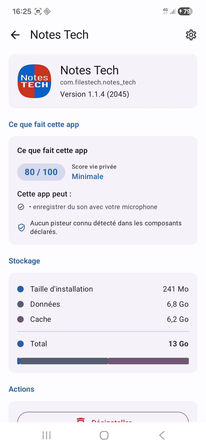 App Manager Tech détection des pisteurs