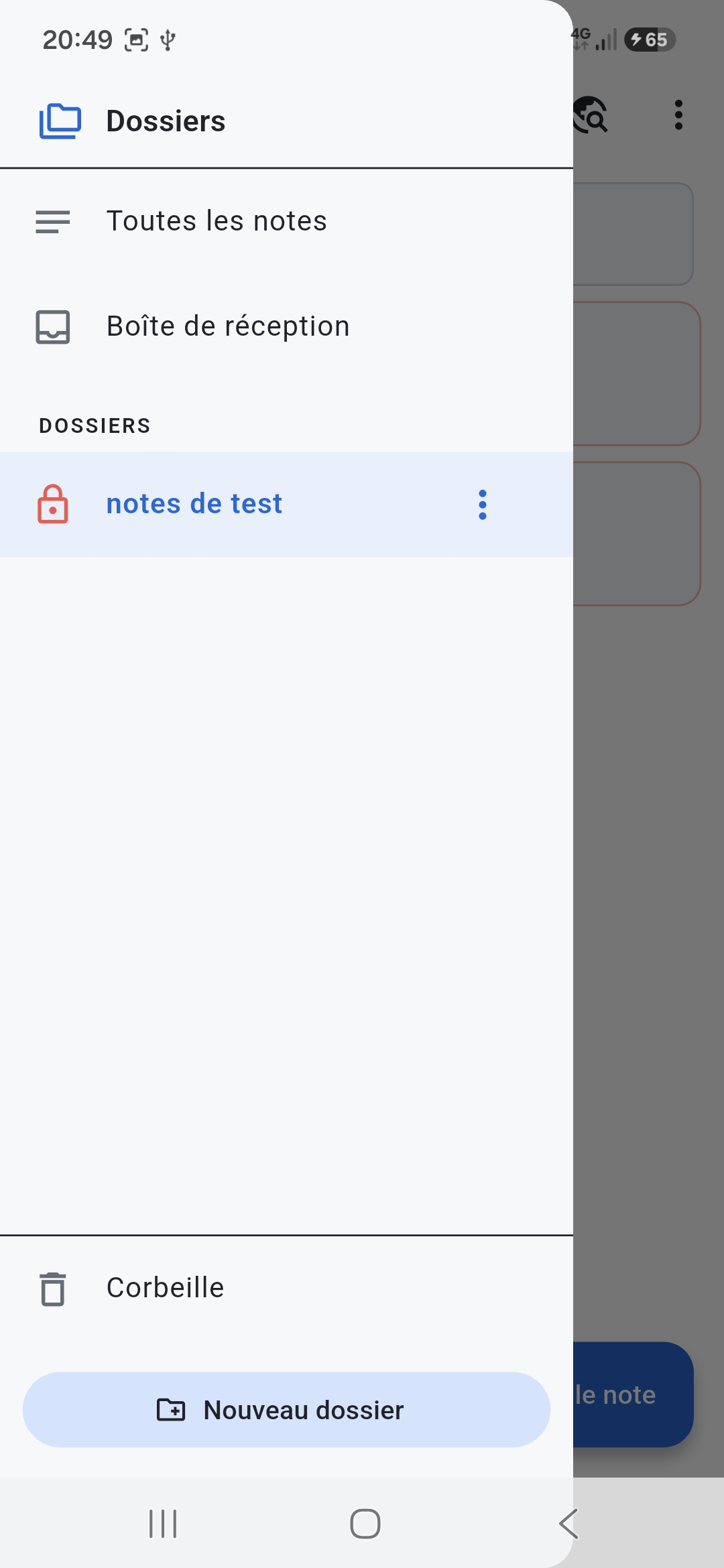 Notes Tech — folders drawer