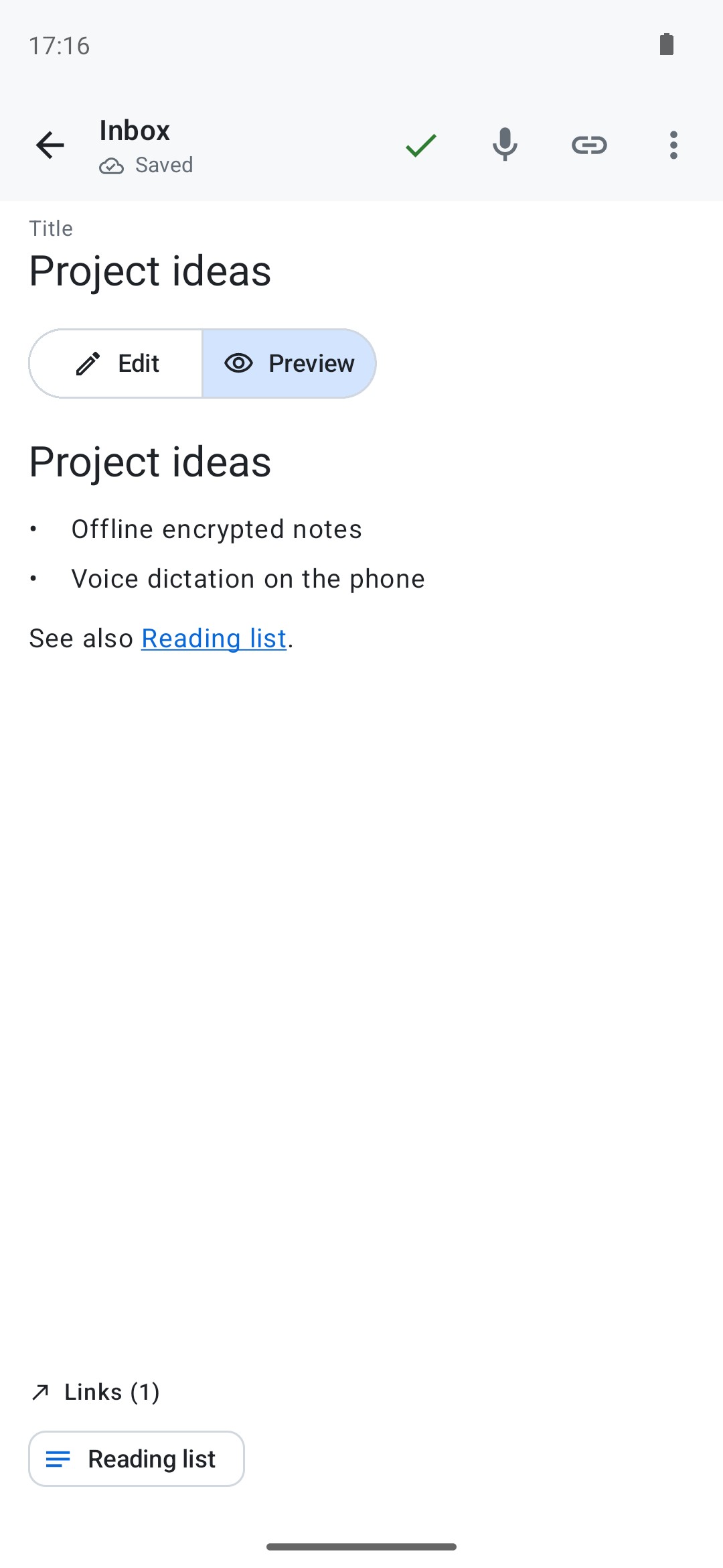 Notes Tech — Markdown preview of a note