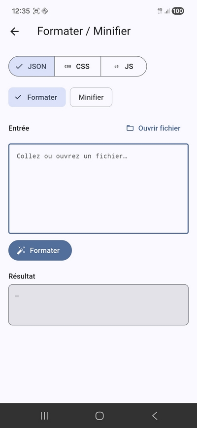 App Read-Files-Tech formater minifier